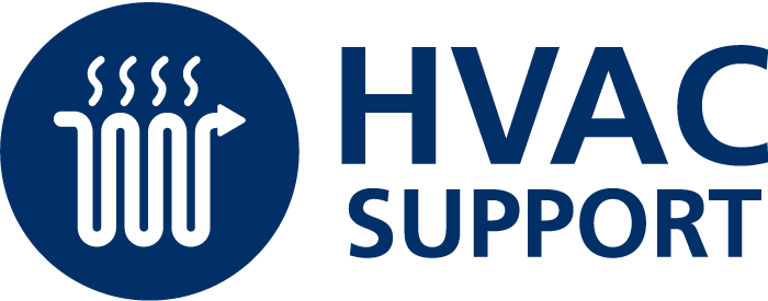Imagen del distintivo o logotipo de la empresa HVAC SUPPORT que ofrece servicios profesionales en sistemas de aire acondicionado, ventilación industrial y calidad de aire.